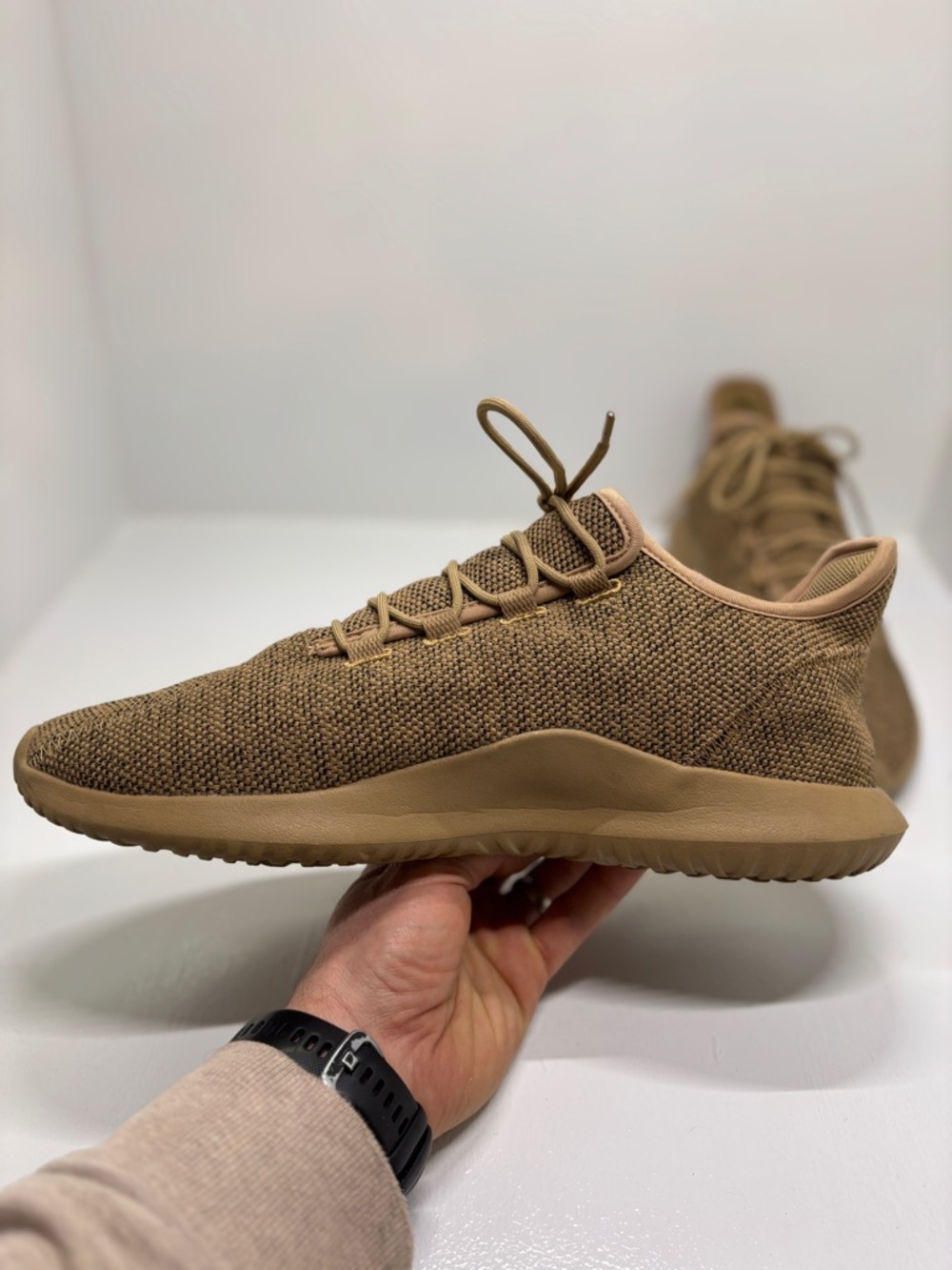 Adidas Tubular Shadow BY3711 Cardboard Mono Tan Knit Sneakers Men's Size 13 - Picture 6 of 13
